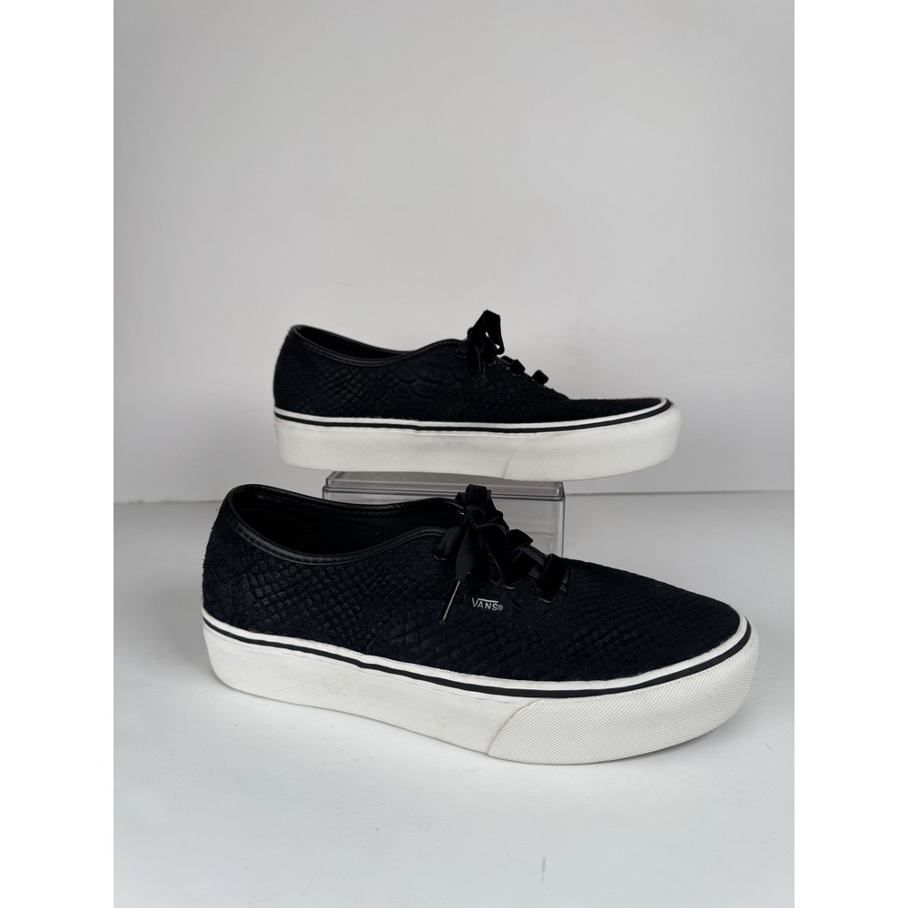 Vans Authentic Platform 2.0 Black Snakeskin Casual Comfort Shoes W-9.5 M-8 - Picture 2 of 8